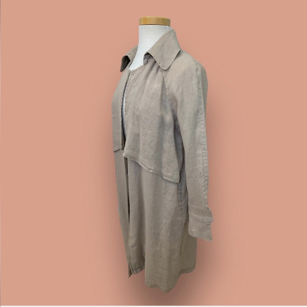 ARTISANNY Women’s Size Small 100% Linen Duster Jacket Beige Lightweight - Picture 2 of 8